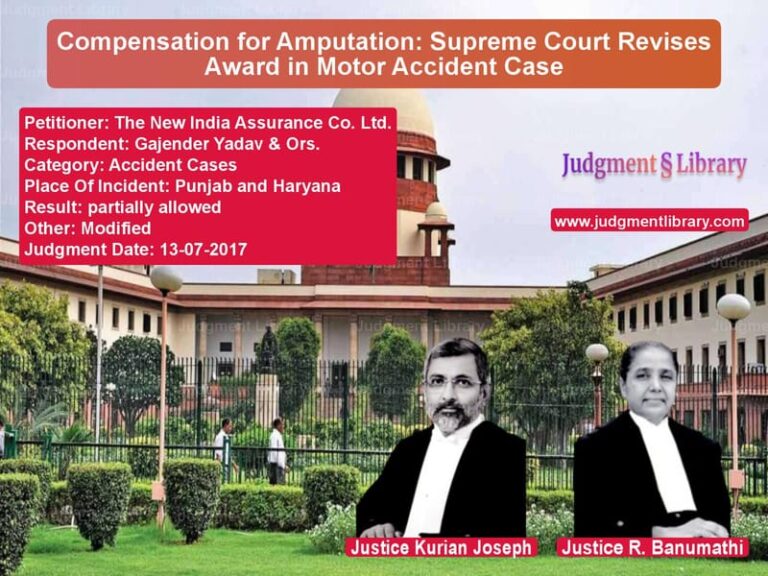 Featured image for Supreme Court Judgment dated 13-07-2017 in case of petitioner name The New India Assurance Co. Lt vs Gajender Yadav & Ors.