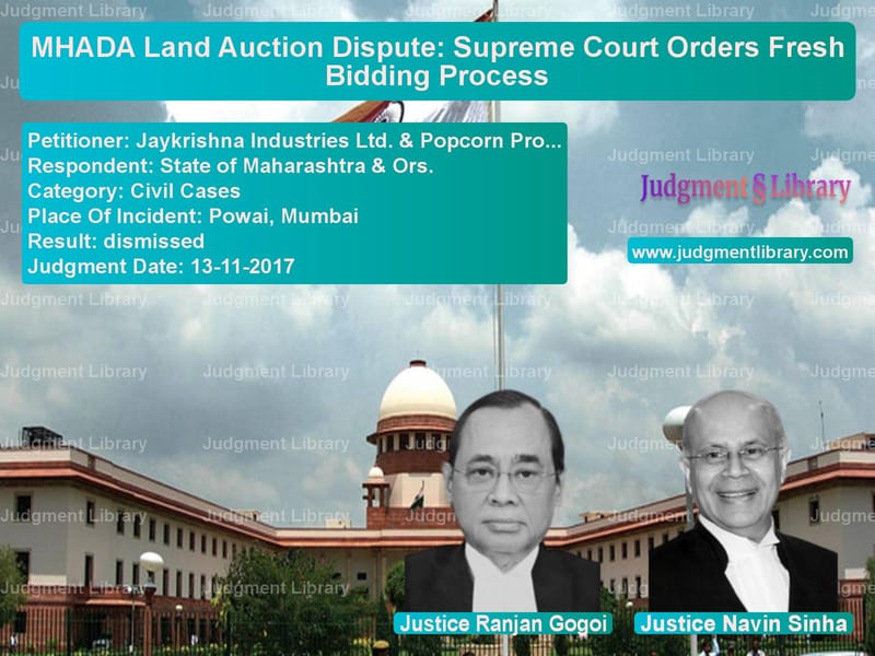 Featured image for Supreme Court Judgment dated 13-11-2017 in case of petitioner name Jaykrishna Industries Ltd. & P vs State of Maharashtra & Ors.