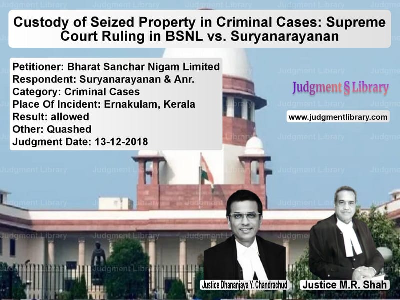 Featured image for Supreme Court Judgment dated 13-12-2018 in case of petitioner name Bharat Sanchar Nigam Limited vs Suryanarayanan & Anr.