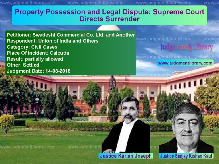 Featured image for Supreme Court Judgment dated 14-08-2018 in case of petitioner name Swadeshi Commercial Co. Ltd. a vs Union of India and Others