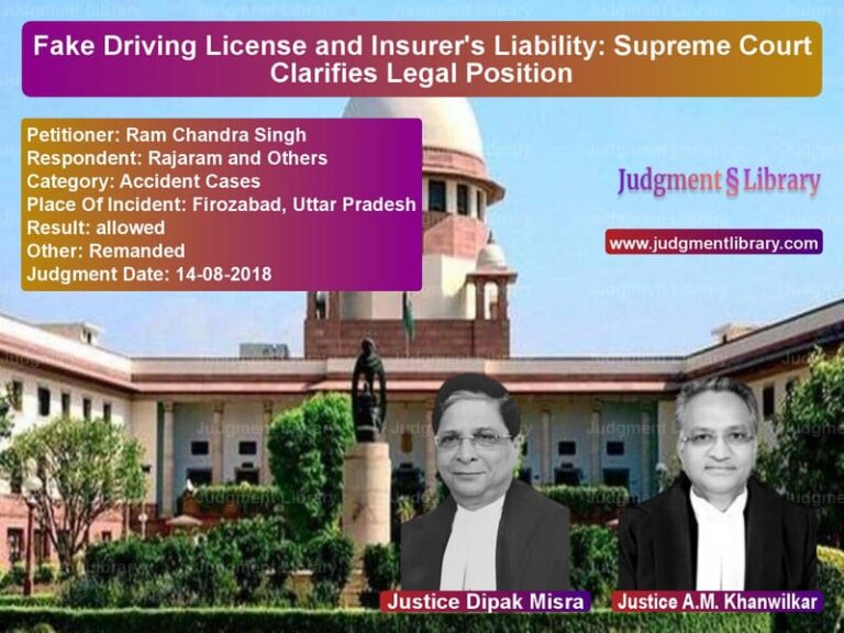 Featured image for Supreme Court Judgment dated 14-08-2018 in case of petitioner name Ram Chandra Singh vs Rajaram and Others