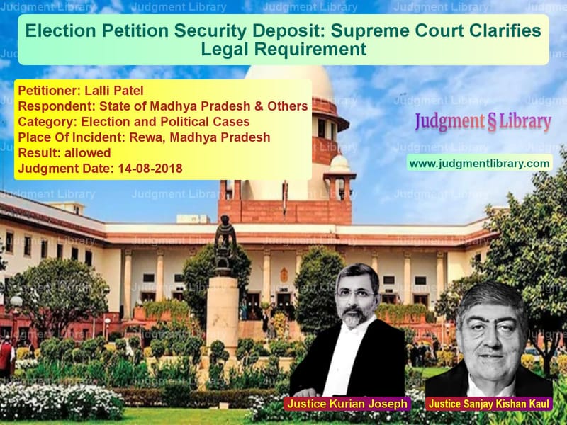 Featured image for Supreme Court Judgment dated 14-08-2018 in case of petitioner name Lalli Patel vs State of Madhya Pradesh & Othe