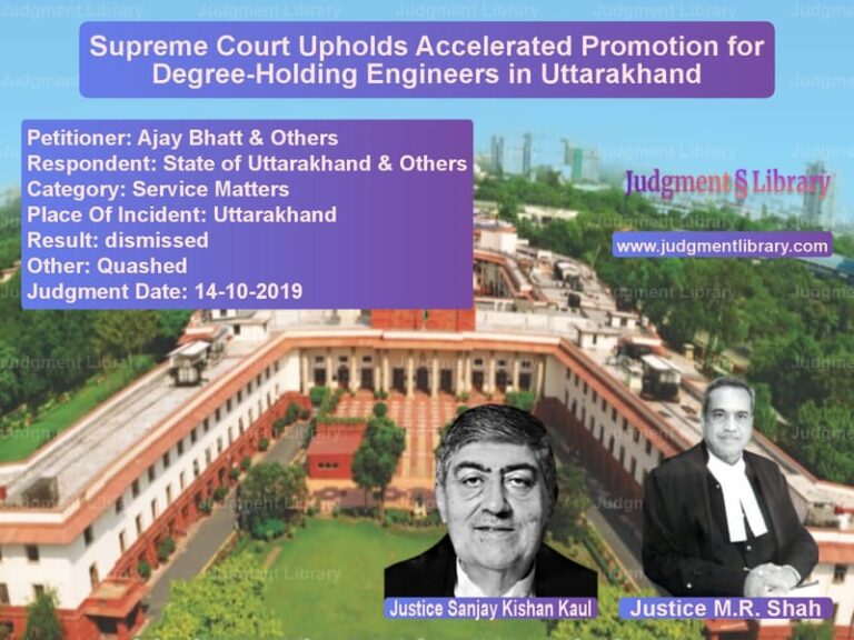 Featured image for Supreme Court Judgment dated 14-10-2019 in case of petitioner name Ajay Bhatt & Others vs State of Uttarakhand & Others