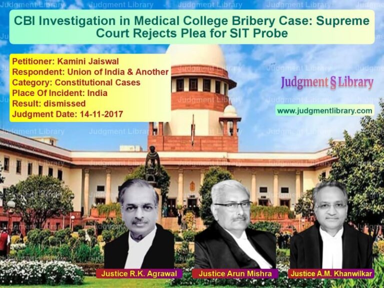 Featured image for Supreme Court Judgment dated 14-11-2017 in case of petitioner name Kamini Jaiswal vs Union of India & Another