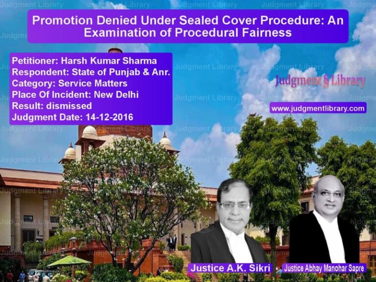 Featured image for Supreme Court Judgment dated 14-12-2016 in case of petitioner name Harsh Kumar Sharma vs State of Punjab & Anr.