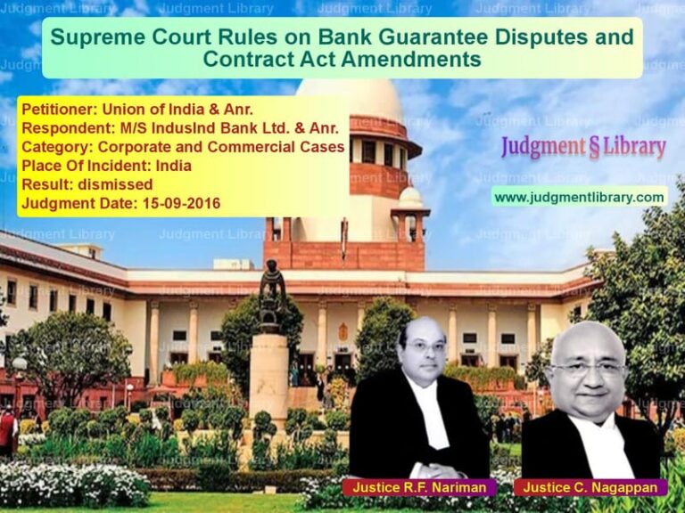 Featured image for Supreme Court Judgment dated 15-09-2016 in case of petitioner name Union of India & Anr. vs M/S IndusInd Bank Ltd. & Anr.