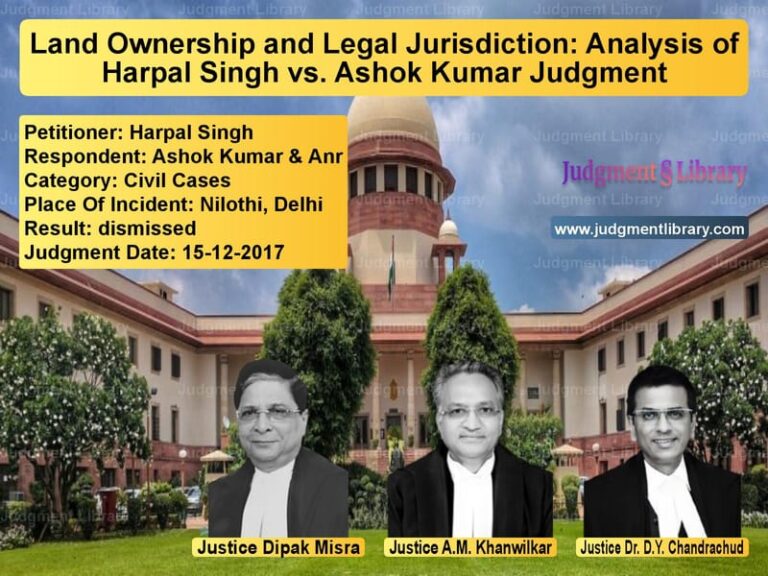 Featured image for Supreme Court Judgment dated 15-12-2017 in case of petitioner name Harpal Singh vs Ashok Kumar & Anr