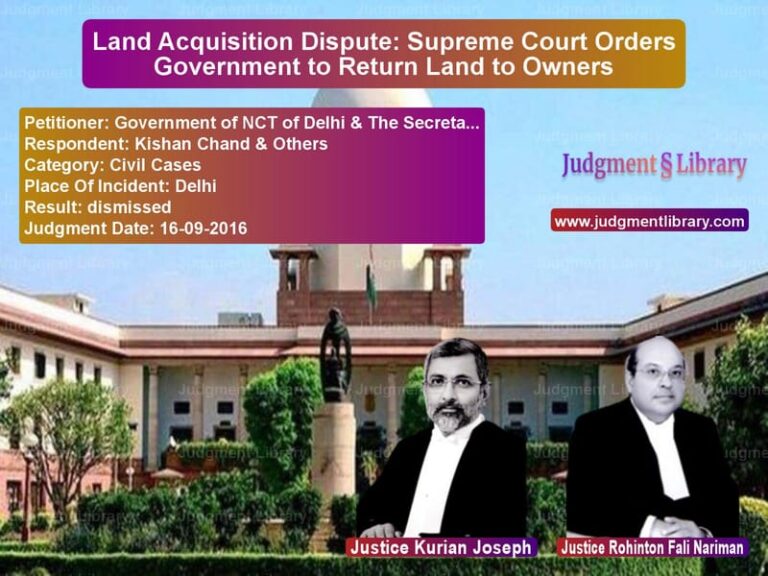 Featured image for Supreme Court Judgment dated 16-09-2016 in case of petitioner name Government of NCT of Delhi & T vs Kishan Chand & Others