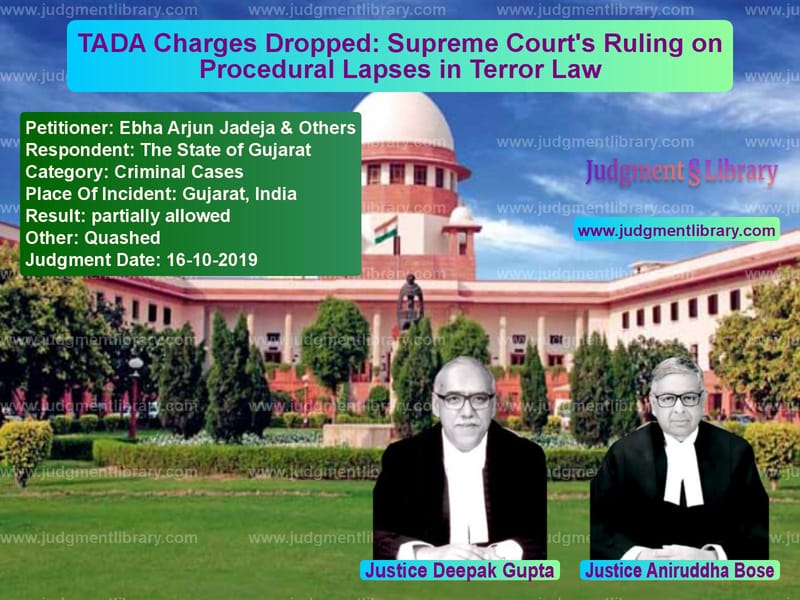 Featured image for Supreme Court Judgment dated 16-10-2019 in case of petitioner name Ebha Arjun Jadeja & Others vs The State of Gujarat