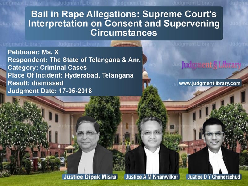 Featured image for Supreme Court Judgment dated 17-05-2018 in case of petitioner name Ms. X vs The State of Telangana & Anr.