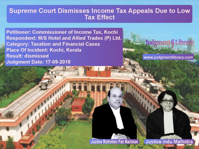Featured image for Supreme Court Judgment dated 17-09-2018 in case of petitioner name Commissioner of Income Tax, Ko vs M/S Hotel and Allied Trades (P