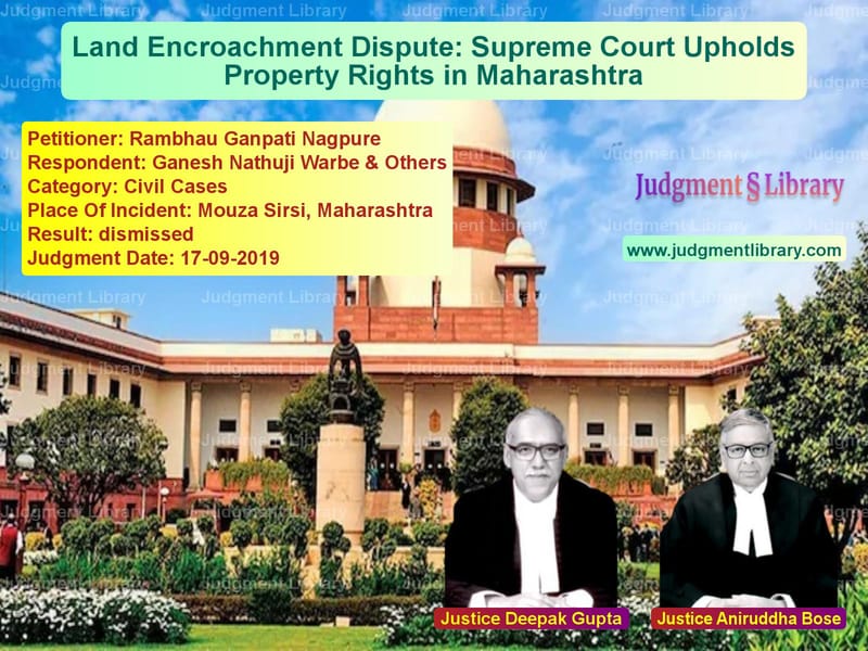 Featured image for Supreme Court Judgment dated 17-09-2019 in case of petitioner name Rambhau Ganpati Nagpure vs Ganesh Nathuji Warbe & Others