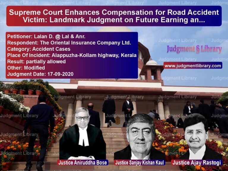 Featured image for Supreme Court Judgment dated 17-09-2020 in case of petitioner name Lalan D. @ Lal & Anr. vs The Oriental Insurance Company