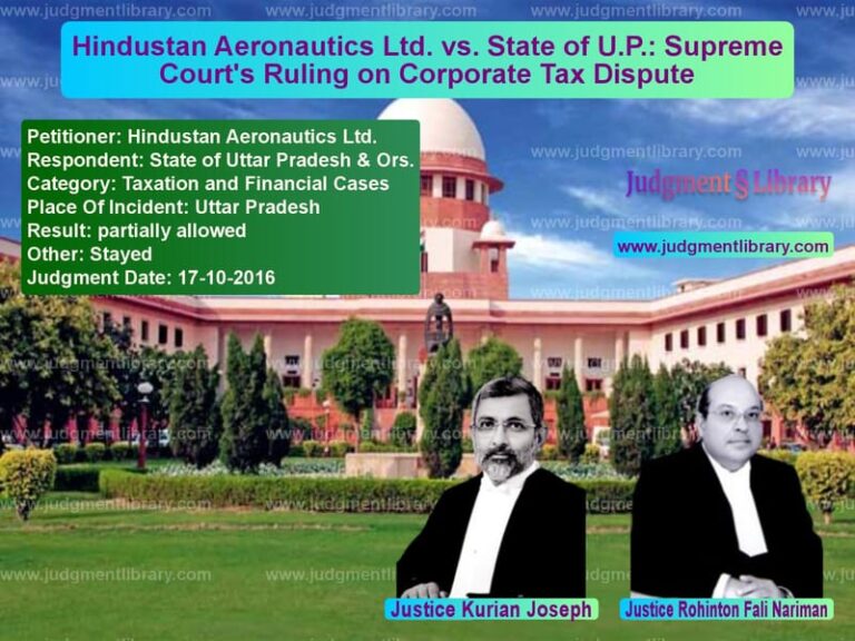 Featured image for Supreme Court Judgment dated 17-10-2016 in case of petitioner name Hindustan Aeronautics Ltd. vs State of Uttar Pradesh & Ors.