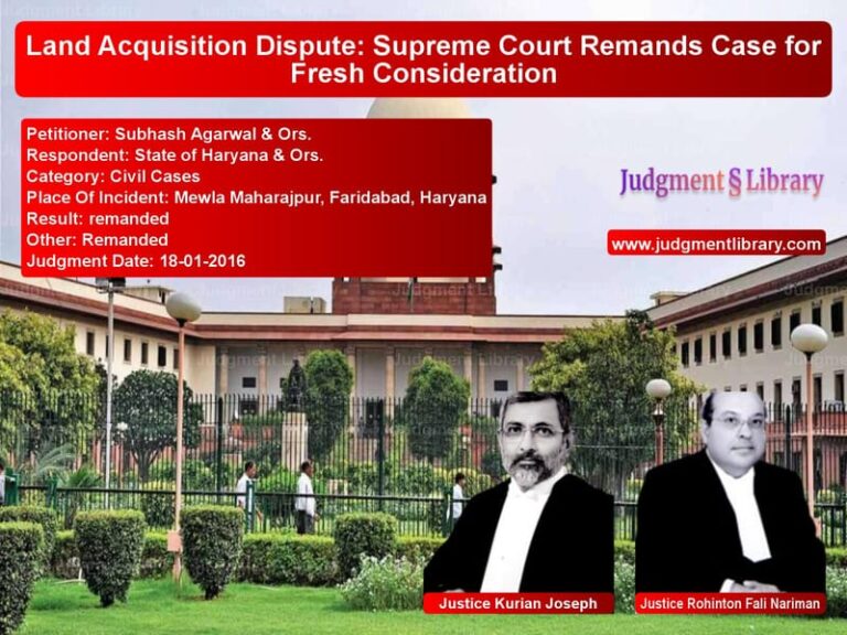 Featured image for Supreme Court Judgment dated 18-01-2016 in case of petitioner name Subhash Agarwal & Ors. vs State of Haryana & Ors.