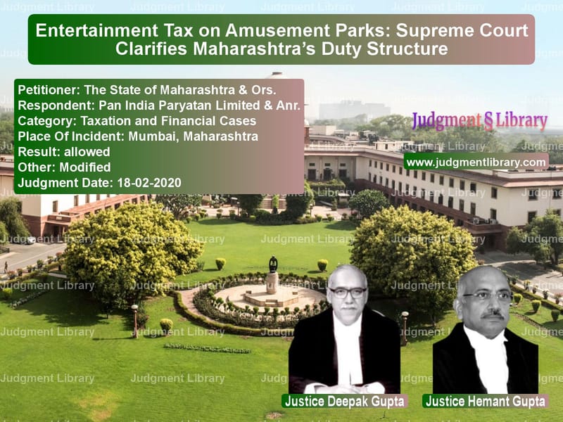 Featured image for Supreme Court Judgment dated 18-02-2020 in case of petitioner name The State of Maharashtra & Ors vs Pan India Paryatan Limited & A