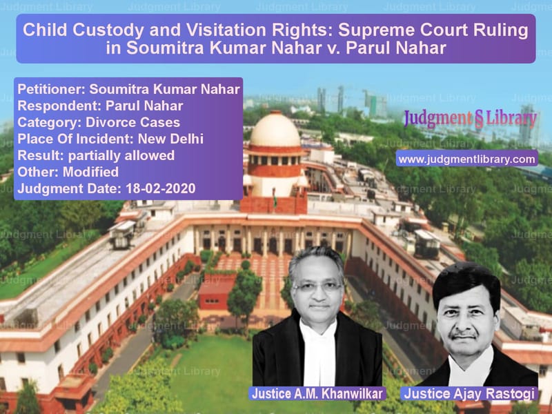 Featured image for Supreme Court Judgment dated 18-02-2020 in case of petitioner name Soumitra Kumar Nahar vs Parul Nahar