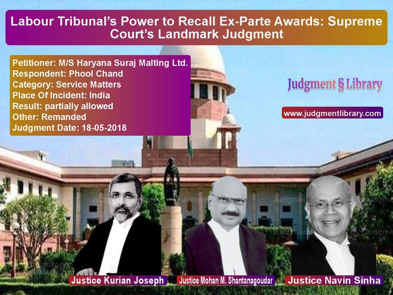 Featured image for Supreme Court Judgment dated 18-05-2018 in case of petitioner name M/S Haryana Suraj Malting Ltd. vs Phool Chand