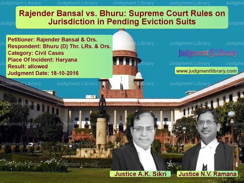 Featured image for Supreme Court Judgment dated 18-10-2016 in case of petitioner name Rajender Bansal & Ors. vs Bhuru (D) Thr. LRs. & Ors.