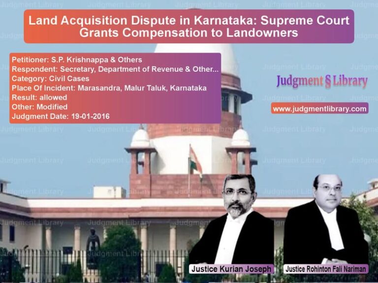 Featured image for Supreme Court Judgment dated 19-01-2016 in case of petitioner name S.P. Krishnappa & Others vs Secretary, Department of Reven