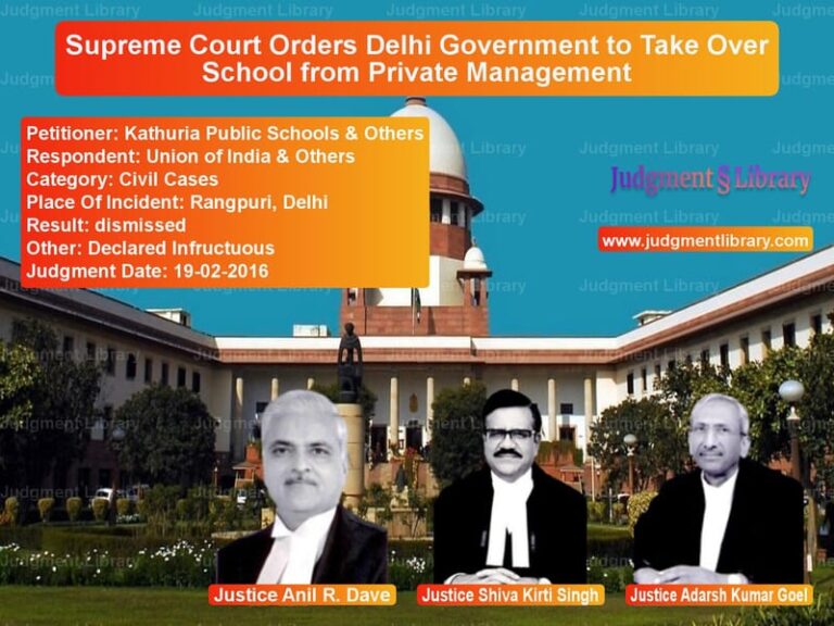 Featured image for Supreme Court Judgment dated 19-02-2016 in case of petitioner name Kathuria Public Schools & Othe vs Union of India & Others