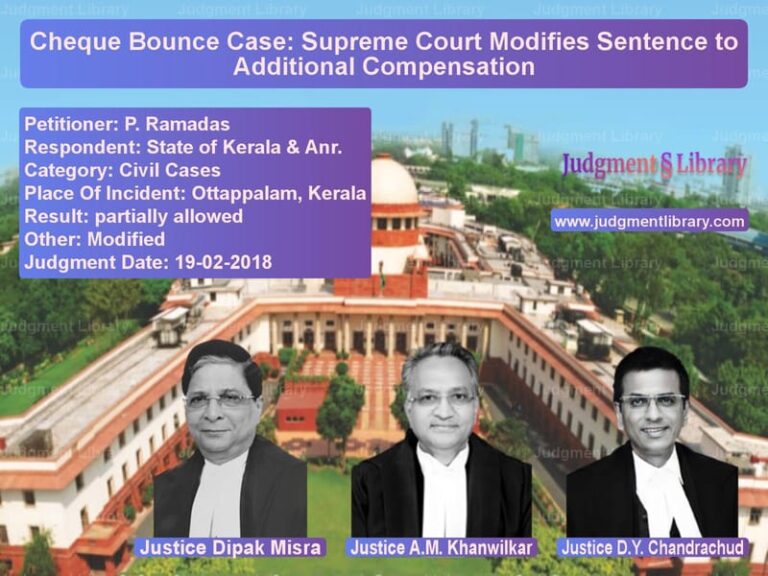 Featured image for Supreme Court Judgment dated 19-02-2018 in case of petitioner name P. Ramadas vs State of Kerala & Anr.