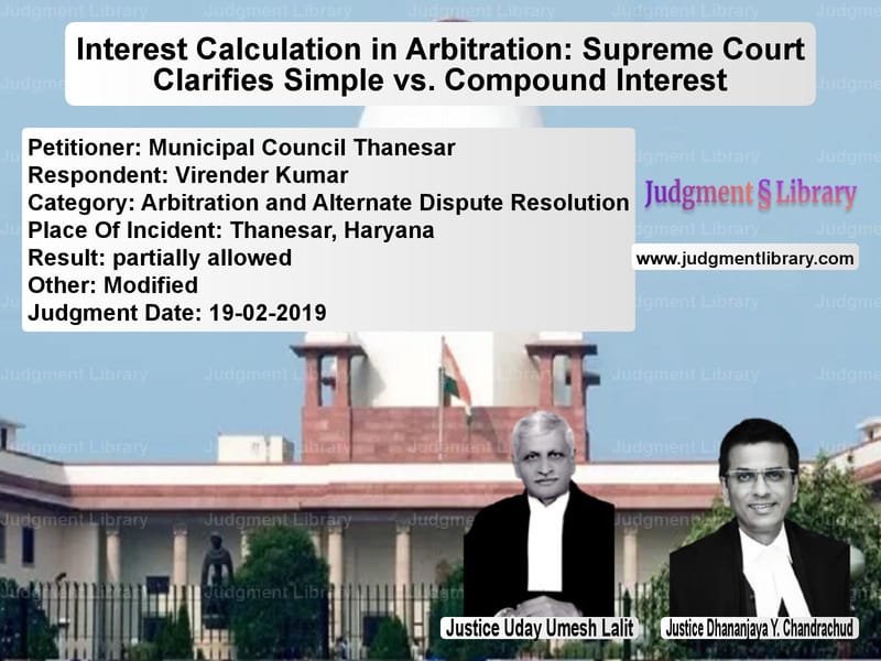 Featured image for Supreme Court Judgment dated 19-02-2019 in case of petitioner name Municipal Council Thanesar vs Virender Kumar
