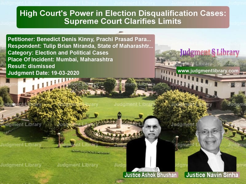 Featured image for Supreme Court Judgment dated 19-03-2020 in case of petitioner name Benedict Denis Kinny, Prachi P vs Tulip Brian Miranda, State of