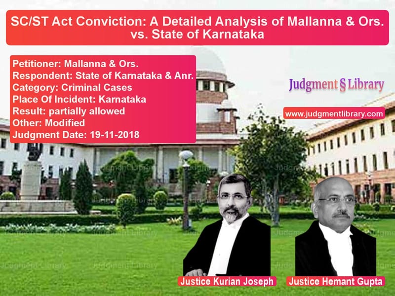 Featured image for Supreme Court Judgment dated 19-11-2018 in case of petitioner name Mallanna & Ors. vs State of Karnataka & Anr.