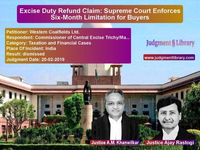 Featured image for Supreme Court Judgment dated 20-02-2019 in case of petitioner name Western Coalfields Ltd. vs Commissioner of Central Excise