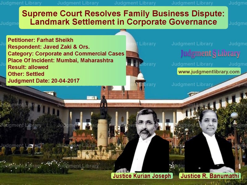 Featured image for Supreme Court Judgment dated 20-04-2017 in case of petitioner name Farhat Sheikh vs Javed Zaki & Ors.