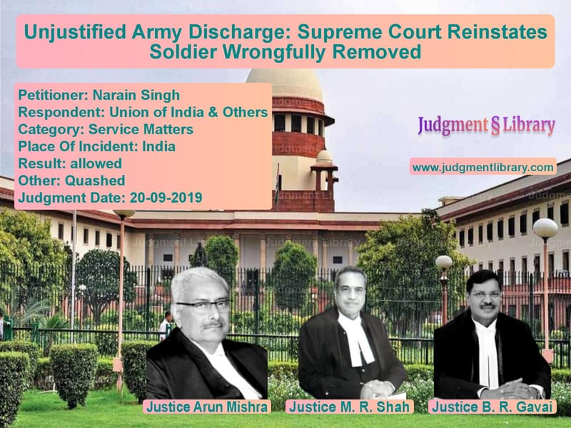 Featured image for Supreme Court Judgment dated 20-09-2019 in case of petitioner name Narain Singh vs Union of India & Others
