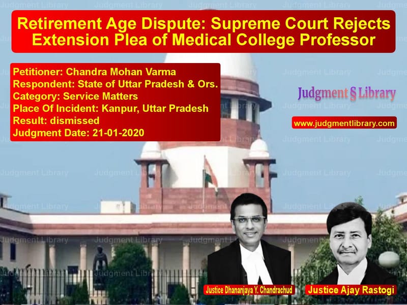 Featured image for Supreme Court Judgment dated 21-01-2020 in case of petitioner name Chandra Mohan Varma vs State of Uttar Pradesh & Ors.