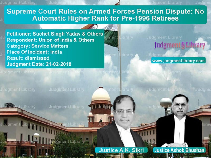 Featured image for Supreme Court Judgment dated 21-02-2018 in case of petitioner name Suchet Singh Yadav & Others vs Union of India & Others