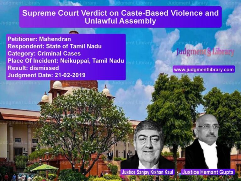 Featured image for Supreme Court Judgment dated 21-02-2019 in case of petitioner name Mahendran vs State of Tamil Nadu