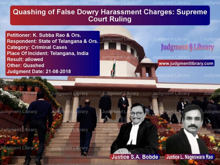 Featured image for Supreme Court Judgment dated 21-08-2018 in case of petitioner name K. Subba Rao & Ors. vs State of Telangana & Ors.