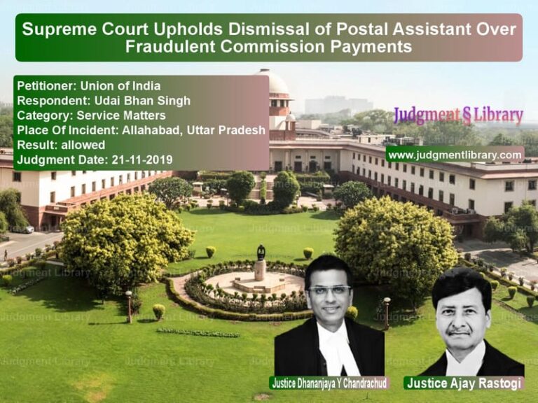 Featured image for Supreme Court Judgment dated 21-11-2019 in case of petitioner name Union of India vs Udai Bhan Singh