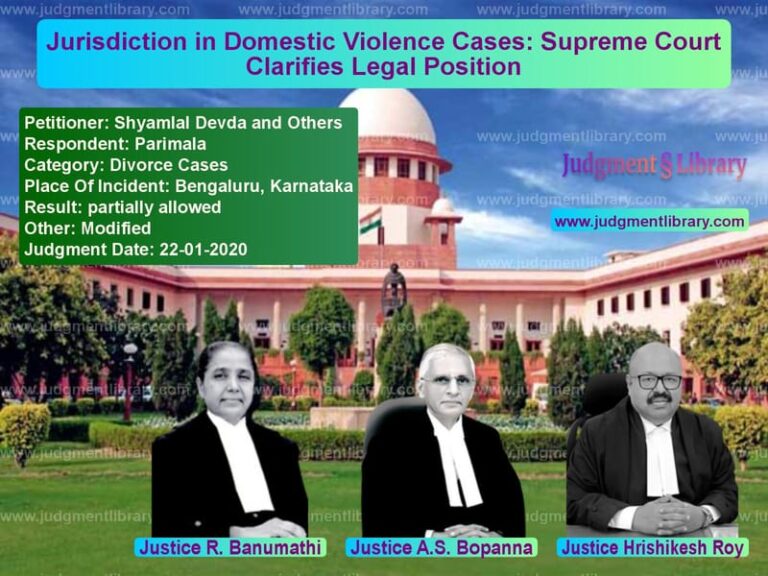 Featured image for Supreme Court Judgment dated 22-01-2020 in case of petitioner name Shyamlal Devda and Others vs Parimala