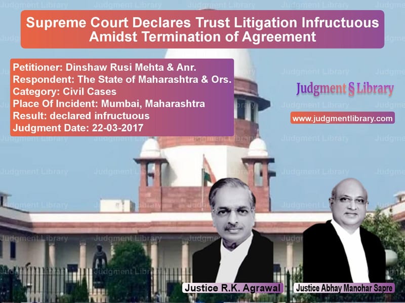 Featured image for Supreme Court Judgment dated 22-03-2017 in case of petitioner name Dinshaw Rusi Mehta & Anr. vs The State of Maharashtra & Ors