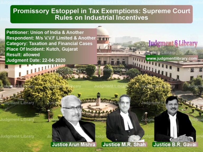 Featured image for Supreme Court Judgment dated 22-04-2020 in case of petitioner name Union of India & Another vs M/s V.V.F Limited & Another