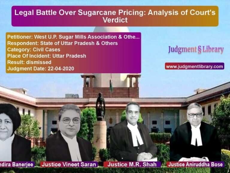 Featured image for Supreme Court Judgment dated 22-04-2020 in case of petitioner name West U.P. Sugar Mills Associat vs State of Uttar Pradesh & Other