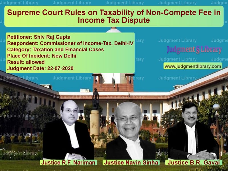 Featured image for Supreme Court Judgment dated 22-07-2020 in case of petitioner name Shiv Raj Gupta vs Commissioner of Income-Tax, De