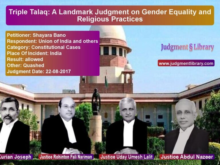 Featured image for Supreme Court Judgment dated 22-08-2017 in case of petitioner name Shayara Bano vs Union of India and others