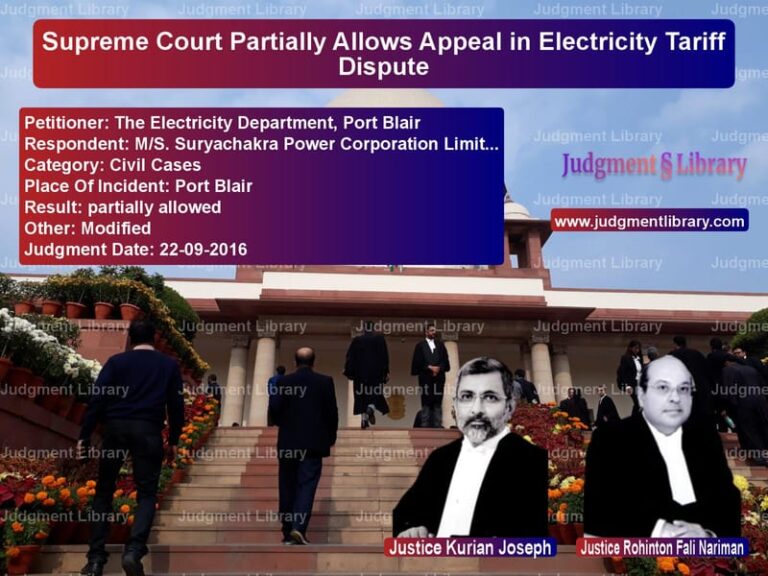 Featured image for Supreme Court Judgment dated 22-09-2016 in case of petitioner name The Electricity Department, Po vs M/S. Suryachakra Power Corpora