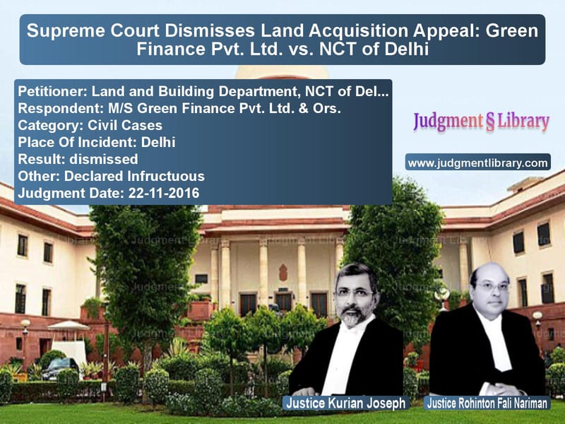 Featured image for Supreme Court Judgment dated 22-11-2016 in case of petitioner name Land and Building Department, vs M/S Green Finance Pvt. Ltd. &