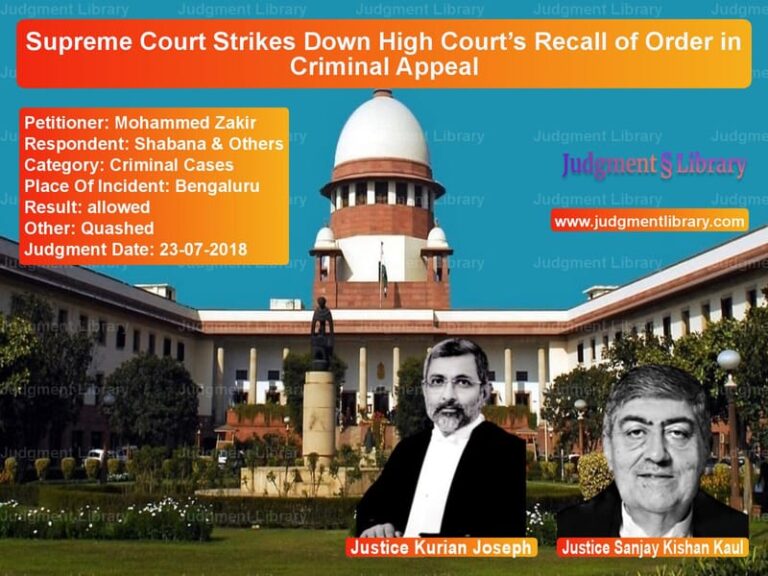 Featured image for Supreme Court Judgment dated 23-07-2018 in case of petitioner name Mohammed Zakir vs Shabana & Others