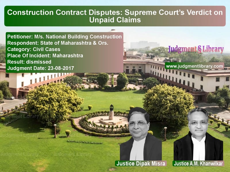 Featured image for Supreme Court Judgment dated 23-08-2017 in case of petitioner name M/s. National Building Constru vs State of Maharashtra & Ors.