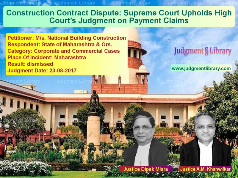 Featured image for Supreme Court Judgment dated 23-08-2017 in case of petitioner name M/s. National Building Constru vs State of Maharashtra & Ors.