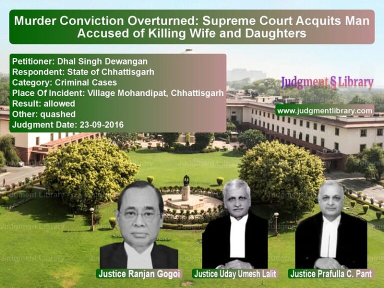 Featured image for Supreme Court Judgment dated 23-09-2016 in case of petitioner name Dhal Singh Dewangan vs State of Chhattisgarh