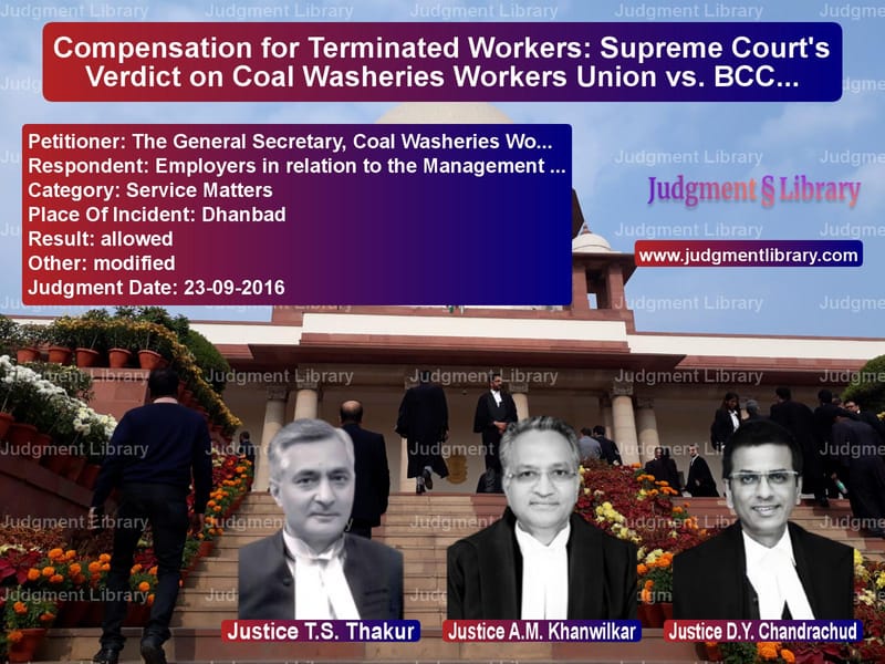 Featured image for Supreme Court Judgment dated 23-09-2016 in case of petitioner name The General Secretary, Coal Wa vs Employers in relation to the M
